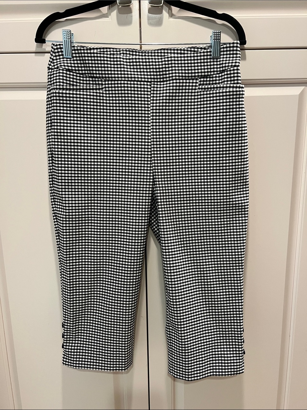 Chico’s Black & White Gingham Cropped Stretch Pants size 0 (XS to S) 🆕 nice